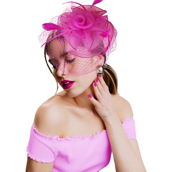 3336 Derby Hat For Women 20s 50s Vintage Fascinator With Headband And Clip main image 5